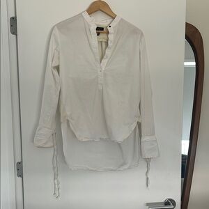 Rag & Bone White Long Sleeve Mandarin Collar Shirt